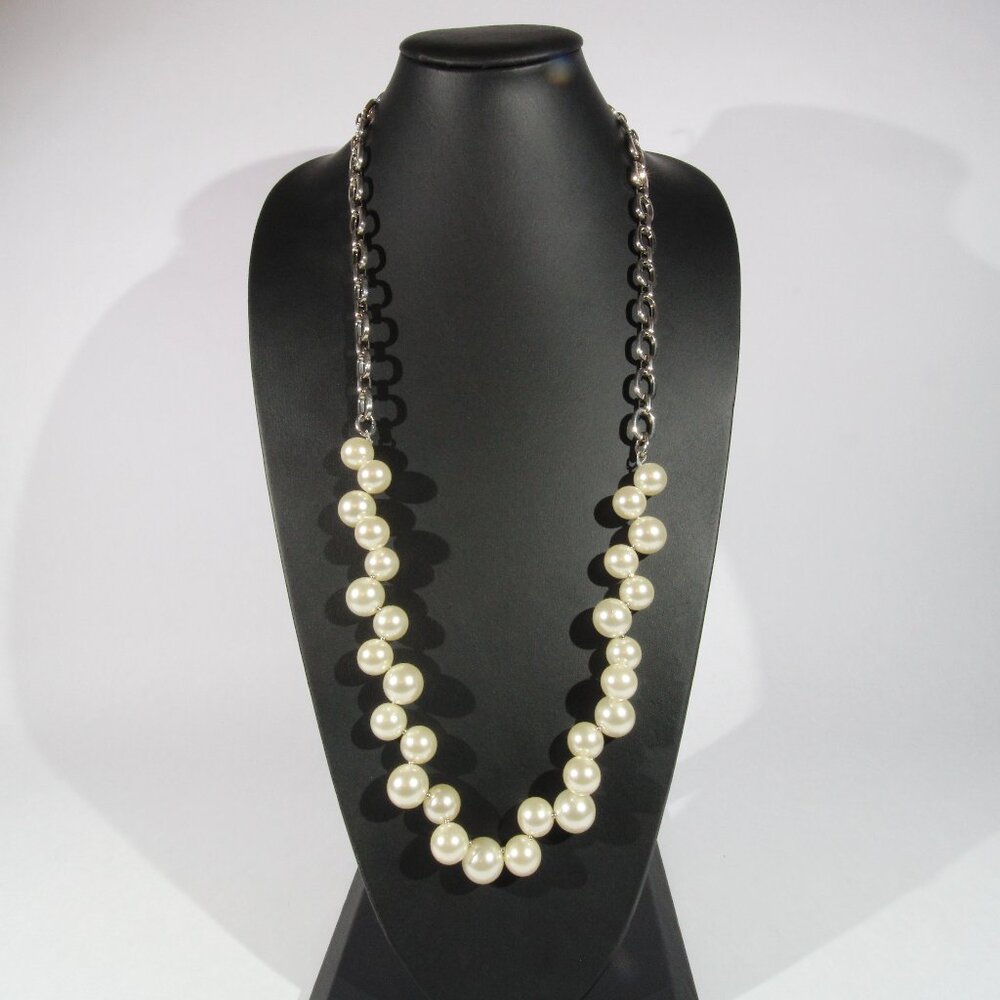 Anne Klein Silver Tone and Faux Pearl Necklace